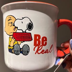 Peanuts Snoopy Charlie Brown Be Real coffee mug new red